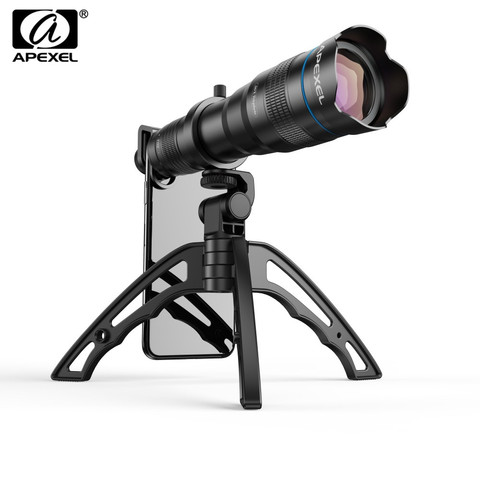 APEXEL-lente de teléfono HD 36X, teleobjetivo, Zoom Monocular, lente telescopio + SelfieTripod con obturador remoto para todos los teléfonos inteligentes ► Foto 1/6