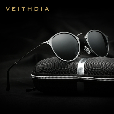 Veithdia recubrimiento diseñador de la marca de moda unisex gafas de sol polarizadas gafas de sol de espejo masculino ronda eyewear para los hombres/de las mujeres 6358 ► Foto 1/6