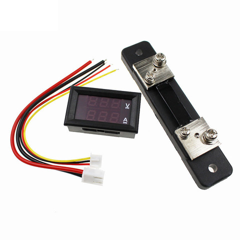 DC 0 100 V 10A 50A 100A voltímetro Digital amperímetro rojo + azul LED pantalla Dual voltaje indicador de corriente Monitor Detector ► Foto 1/4