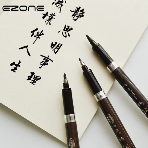 EZONE 3 unids/set chino caligrafía pluma diferente tamaño pelo cepillo pluma pincel de firma dibujo estudiante de arte, suministro de papelería ► Foto 1/6