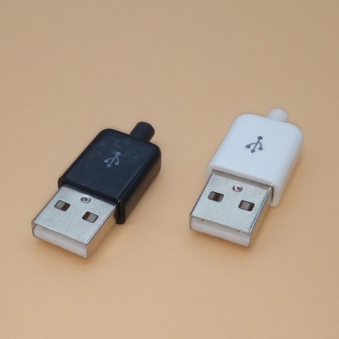 10 Uds. De conectores macho USB 2,0, conectores de 4 pines tipo A, componentes, cubierta de plástico blanco y negro ► Foto 1/3