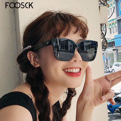 FOOSCK-gafas de sol cuadradas de gran tamaño para mujer, anteojos de sol femeninos de estilo veraniego, con montura grande y espejo, con UV400 ► Foto 1/6