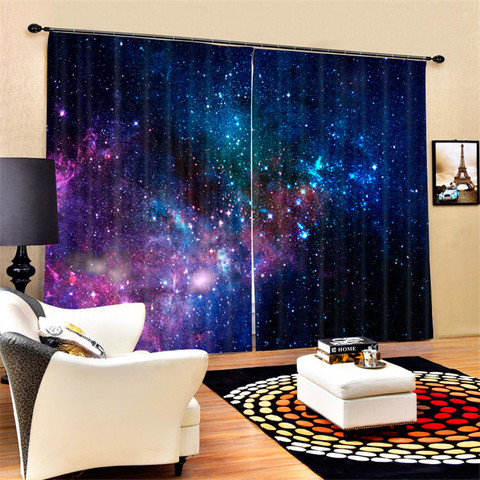 Cortinas opacas 3D de lujo para ventana, para sala de estar, oficina, dormitorio, Cortinas Rideaux, tamaño personalizado, funda de almohada de galaxia ► Foto 1/3