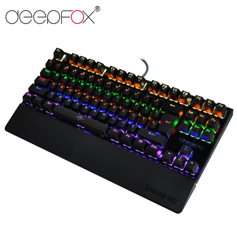 DeepFox-Teclado mecánico para jugar 87 teclas, interruptor azul, ilumina la luz de fondo, teclado LED Anti-ghosting, teclado de muñeca Pro para jugadores ► Foto 1/6