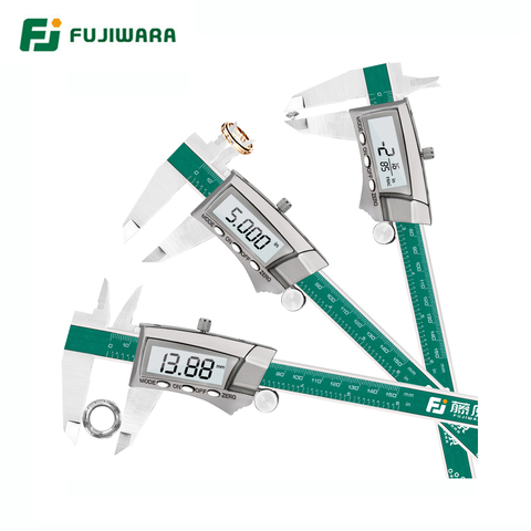 Pantalla Digital FUJIWARA calibrador de acero inoxidable 0-150MM 1/64 fracción/pulgada/milimetro IP54 de alta precisión 0,01 MM ► Foto 1/6