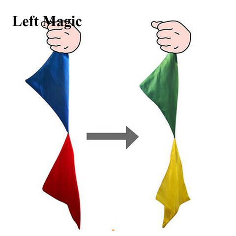 Bufanda de seda de colores cambiante para trucos de magia, accesorios de broma mágica, 22cm x 22cm, E3117 ► Foto 1/6