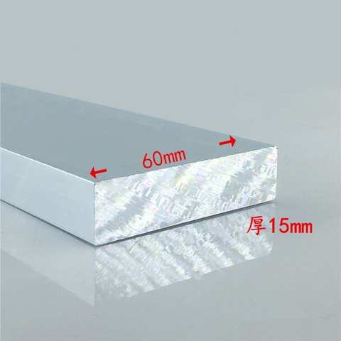 Placa de aleación de aluminio 15mm x 60mm artículo aluminio 6063-T5 oxidación ancho 60mm espesor 15mm longitud 100 MM 1 piezas ► Foto 1/2