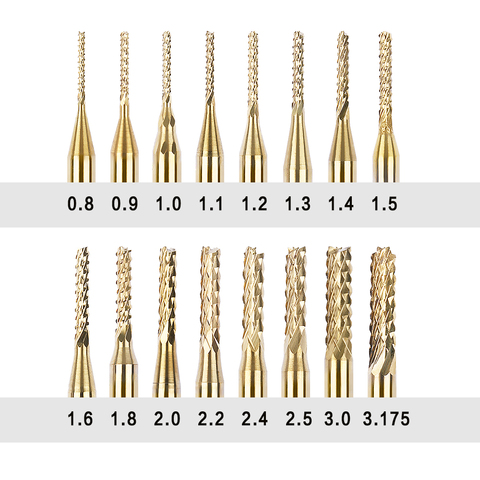 Fresadora de carburo recubierto de titanio, 0,8mm-3.175mm, fresa de borde de grabado, brocas de rebajadora de CNC, útil para máquina PCB, 1 ud. ► Foto 1/6