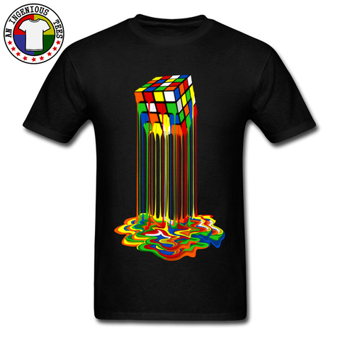 Camiseta con imagen de cubo fundido para hombres, Camisa de algodón puro para jóvenes, con diseño de abstracción de arco iris, de calidad ► Foto 1/6