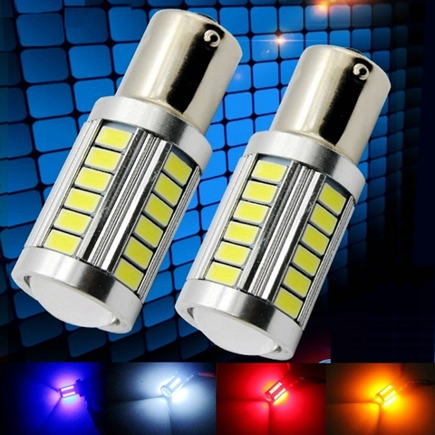 2 uds 1156 BA15S P21W 33 5630 smd 5730 led Bombilla trasera de coche luces de freno Luz de marcha atrás de coche luz diurna rojo blanco amarillo 2X ► Foto 1/6