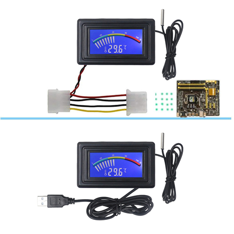 -50-110C Digital LCD termómetro puntero de agua del coche medidor de temperatura C/F para la caja de la computadora caldera aire acondicionado ► Foto 1/6