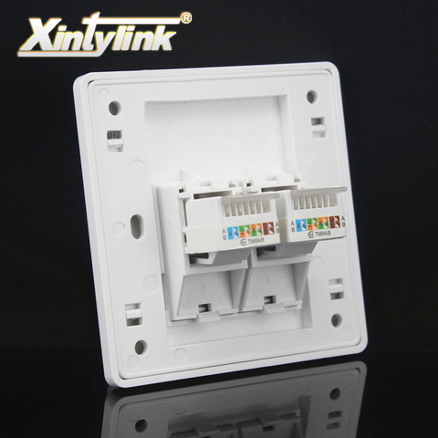 Xintylink-panel de enchufe de pared rj45, modular, 2 puertos, cat5e, cat6, pc, Keystone, placa frontal, sin tapa, 86mm, ordenador ► Foto 1/3