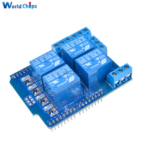 Placa de expansión Swtich, relé de 5V y 4 canales, indicador LED, relé Shield V2.0, módulo de placa de desarrollo para Arduino UNO R3 One ► Foto 1/6
