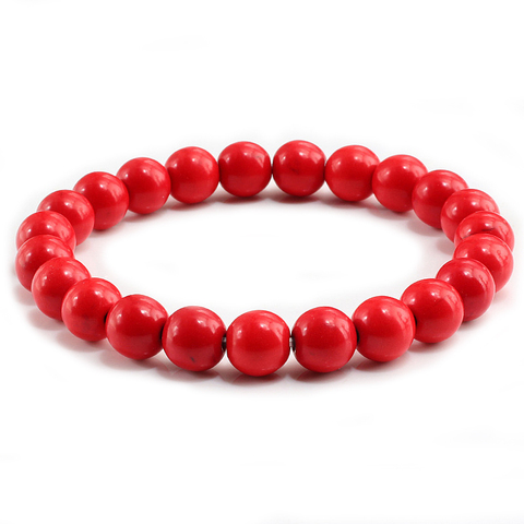 Nuevo rojo de cuentas turquesas naturales para hombre y mujer, pulsera de cuentas redondas de 8mm, brazalete de Buda, joyería ► Foto 1/6