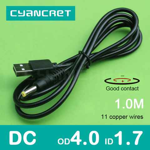 Cable de alimentación USB 2,0 a DC 4,0mm x 1,7mm 1,0 M 1A de apoyo 5 V o 12 V cargador de conector de Cable para leadstar D9 D7 lámpara de mesa MP4 ► Foto 1/6