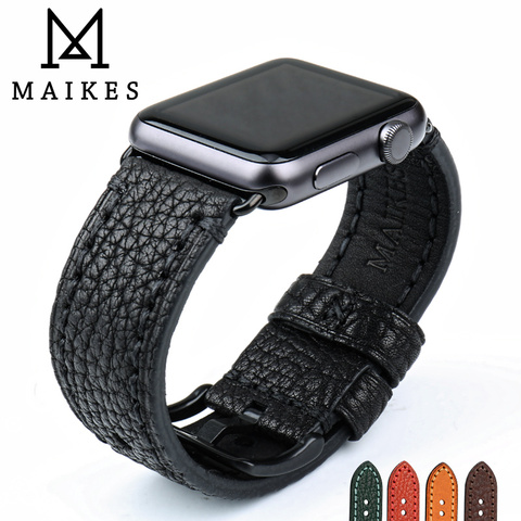 MAIKES-Correa de reloj para Apple Watch, 44mm, 40mm, serie 4, 3, 2, 1, 42mm, 38mm, iWatch, pulsera de cuero ► Foto 1/6