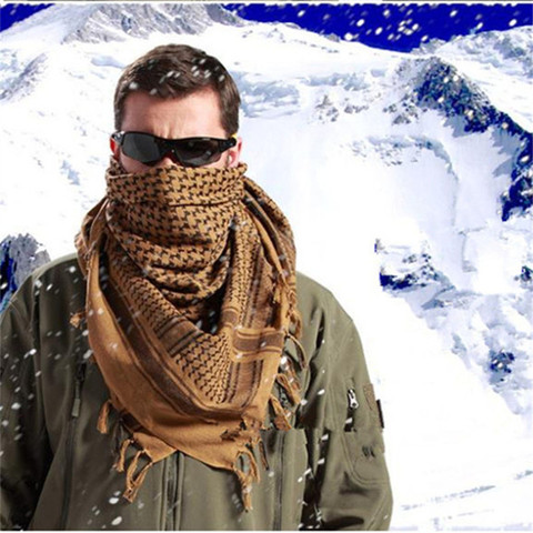 Al aire libre Unisex ejército militar táctico árabe Shemag bufandas de algodón caza Paintball cabeza bufanda cara malla pañuelos de desierto bufanda ► Foto 1/6