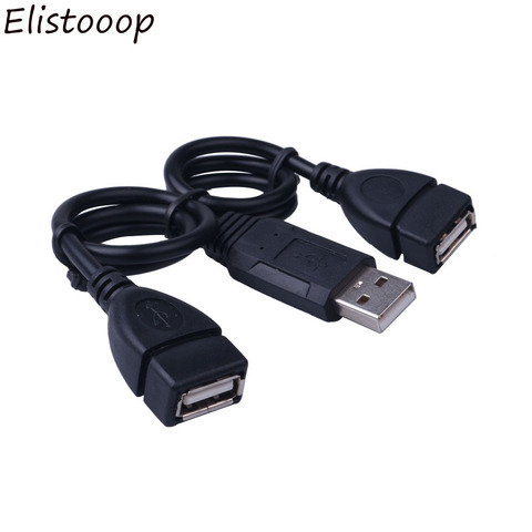 Elistooop Cable de alimentación de carga USB Cable de extensión USB 2,0 A 1 macho A 2 Hub de datos hembra USB Dual poder adaptarse ► Foto 1/4