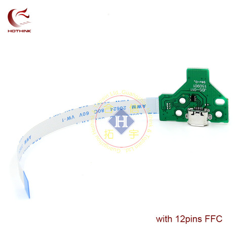 HOTHINK de alimentación de carga del puerto Placa de zócalo JDS-011 + 12 pin cinta Flex Cable para PS4 gamepad del regulador del piezas de reparación ► Foto 1/5