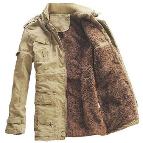 Chaqueta de invierno para hombre, de algodón grueso abrigo largo informal, abrigo cálido, cortavientos Parka, abrigos de lana de talla grande 5XL, chaquetas del ejército ► Foto 1/6