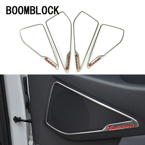 BOOMBLOCK 4 unids/set cubiertas de coche para Hyundai Tucson 2017 de 2016 de 2015 Interior para puerta frontal altavoz armazón de bocina Trim pegatinas ► Foto 1/6