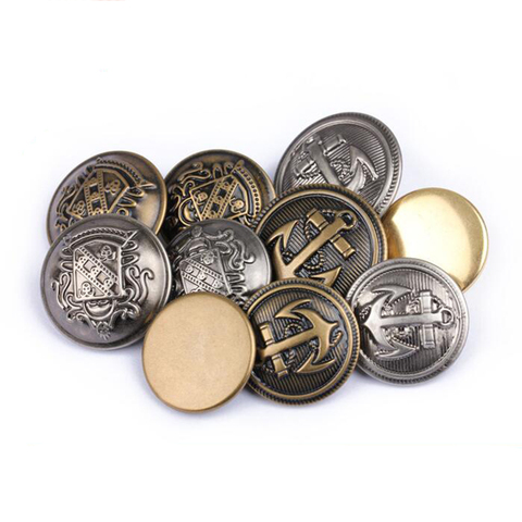 Botones de anclaje de bronce y plata Retro, botones decorativos de plástico de 18mm, 20mm y 25mm, 100 unids/lote ► Foto 1/5