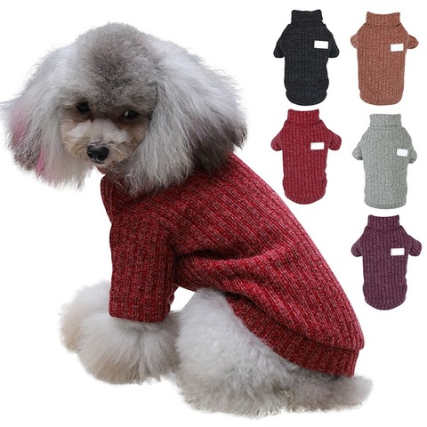 Otoño Invierno 5 colores ropa cálida para mascotas suéteres de punto de ganchillo ropa para perros chihuahua dachshunds ► Foto 1/6