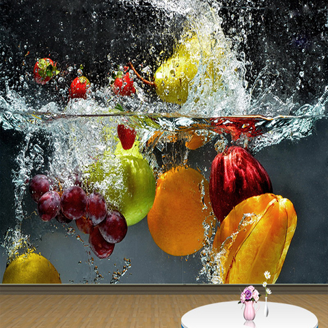 Papel de pared creativo moderno con pulverizador de frutas, Gran Mural personalizado de papel pintado con foto 3D, para restaurante, sala de estar, decoración del hogar, envío gratis ► Foto 1/6