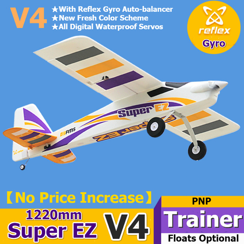 Avión FMS RC Super EZ V4 para principiantes, entrenador con giroscopio flotante opcional, 3S, 4CH, PNP, modelo Hobby, Avion EPO, fácil ► Foto 1/1