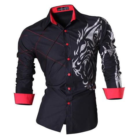 Vestidos de hombre Jeansian, camisa de moda informal de manga larga ajustada, tatuaje elegante Z030 ► Foto 1/6