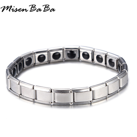 Pulsera magnética de turmalina de acero inoxidable para hombre y mujer, brazalete para el cuidado de la salud ► Foto 1/6