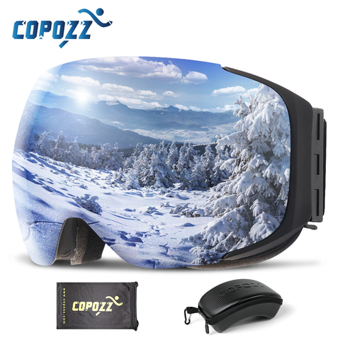 COPOZZ-Gafas de esquí magnéticas con funda, lentes dobles antiniebla, para nieve, esquí UV400, unisex, para invierno, 2181 ► Foto 1/6