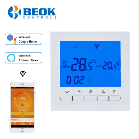 Termostato de calefacción de caldera de Gas BEOK BOT-313WIFI azul y blanco AC220V Wifi regulador de temperatura para calderas programable semanal ► Foto 1/6