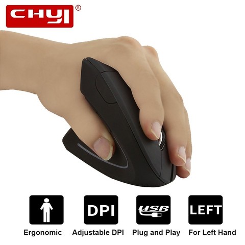 CHYI inalámbrico de mano izquierda Vertical ratón de ordenador óptico Mause 6D ergonómico saludable ratones Usb con luz LED de la respiración para ordenador portátil ► Foto 1/1