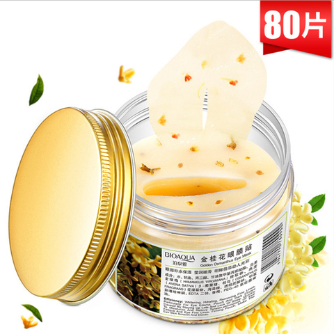 Máscara de ojos dorada de Osmanthus para mujer, gel de colágeno, proteína de suero de leche, parches de sueño para el cuidado de la cara, mascarillas de dormir, 80 Uds./botella ► Foto 1/5