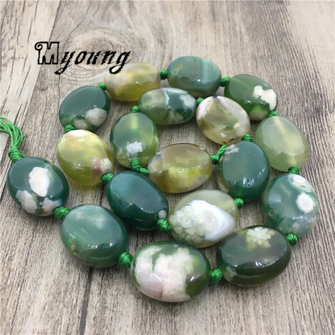 Cuentas sueltas con forma de huevo, piedras de ágata, cereza verde, gemas naturales, piedras espaciadoras, cuentas para joyería DIY MY2107 ► Foto 1/2