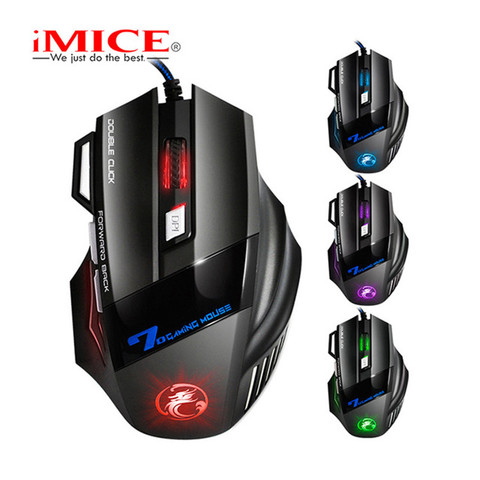 IMICE-ratón profesional para juegos por cable X7, 7 botones, 3200 DPI, ratón óptico USB con LED, para ordenador, silencioso ► Foto 1/1