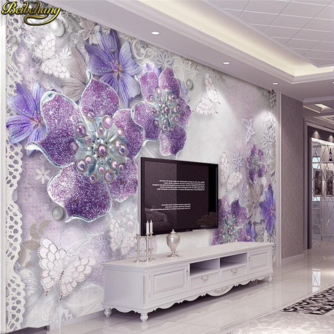 Beibehang-papel pintado con foto de pared personalizada, papel pintado con flores de lujo en 3d ► Foto 1/6