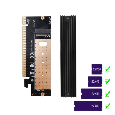 Adaptador M.2 NVMe SSD NGFF a 3,0 PCIE X16 X4, tarjeta de expansión de interfaz de clave M, Añadir en la tarjeta de velocidad completa compatible con SSD de 2230 a 2280 ► Foto 1/6