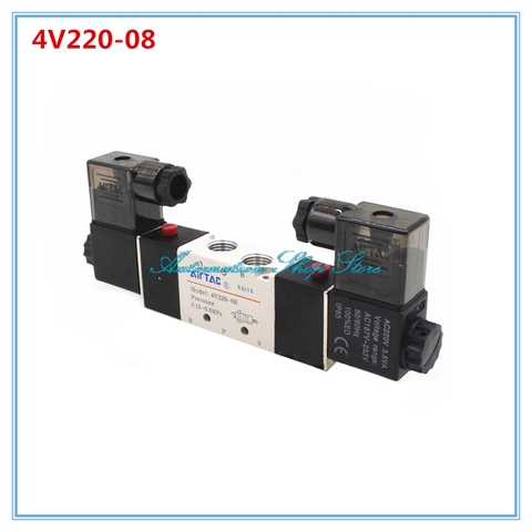 4V220-08 Airtac aire Electroválvula neumática 5 vías 2 posiciones 1/4 
