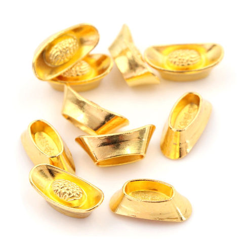 10 unids/set chino lingote de oro ornamento suerte Yuanbao Fengshui decoración de Metal mascota manualidades Feng Shui auspicioso suerte artesanía ► Foto 1/5