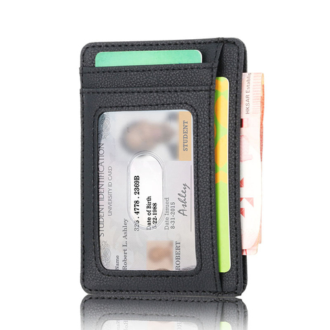 Billetera de cuero con bloqueo RFID para hombre, tarjetero Delgado, Mini monedero de viaje portátil para negocios, novedad de 2022 ► Foto 1/6