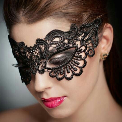 Máscara de ojo de encaje negro para el Día de San Valentín accesorios sexuales ahuecados para mujeres máscara de Halloween productos sexuales CF80609 ► Foto 1/6
