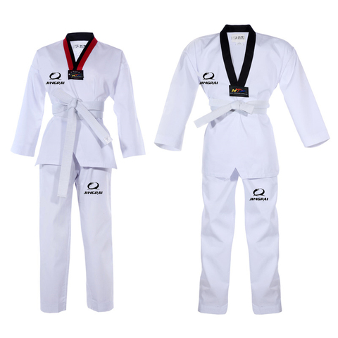 2016 Nuevo WTF Dobok para Taekwondo uniforme Kukkiwon Corea Taekwondo Dobok con tela especial de algodón negro v estilo de cuello ► Foto 1/5