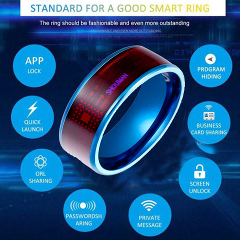 Anillo de acero inoxidable NFC para hombre, anillo Digital para dedo inteligente, para teléfonos Android, con pareja funcional ► Foto 1/6