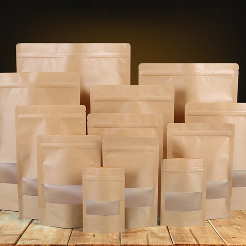 Bolsa de papel Kraft con cierre hermético para alimentos secos, bolsa de almacenamiento de alimentos con cremallera para Cocina ► Foto 1/6