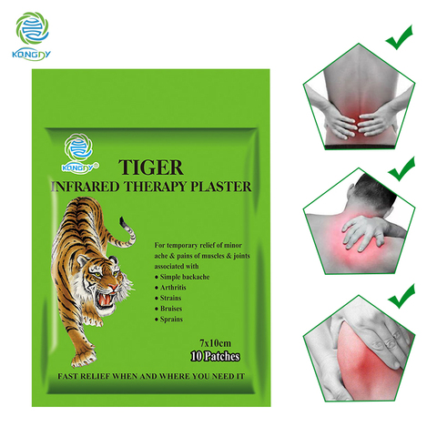 KONGDY Tiger bálsamo de yeso 7*10 cm parche de dolor de cuello transdérmico 10 unids/bolsa bolsa de cremallera para aliviar el dolor de hierbas masajeador muscular ► Foto 1/5