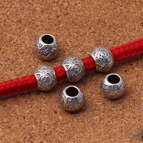 10 unids/lote tibetano de plata 4,5mm agujero grande espaciador perlas hecho a mano barril de Metal encanto de cuentas de Metal DIY cuentas para confeccionar joyas resultados ► Foto 1/4