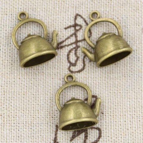 8 Uds Charms tetera hervidor de agua 20x17x10mm ajuste para hacer colgantes antiguos, color plateado bronce tibetano Vintage, joyería artesanal DIY ► Foto 1/1