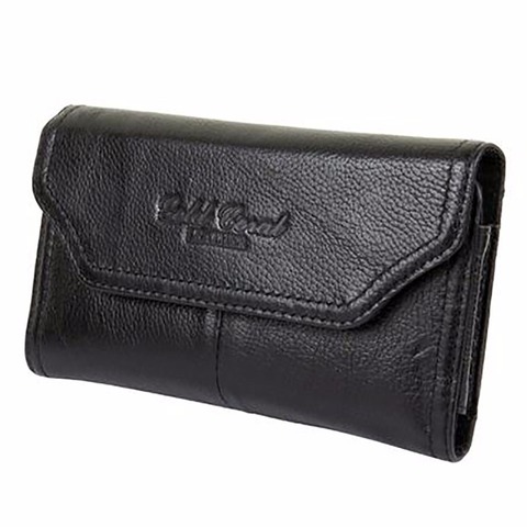 Riñonera de cuero auténtico para hombre, funda para teléfono móvil, Bolso pequeño de bolsillo, marca famosa ► Foto 1/6